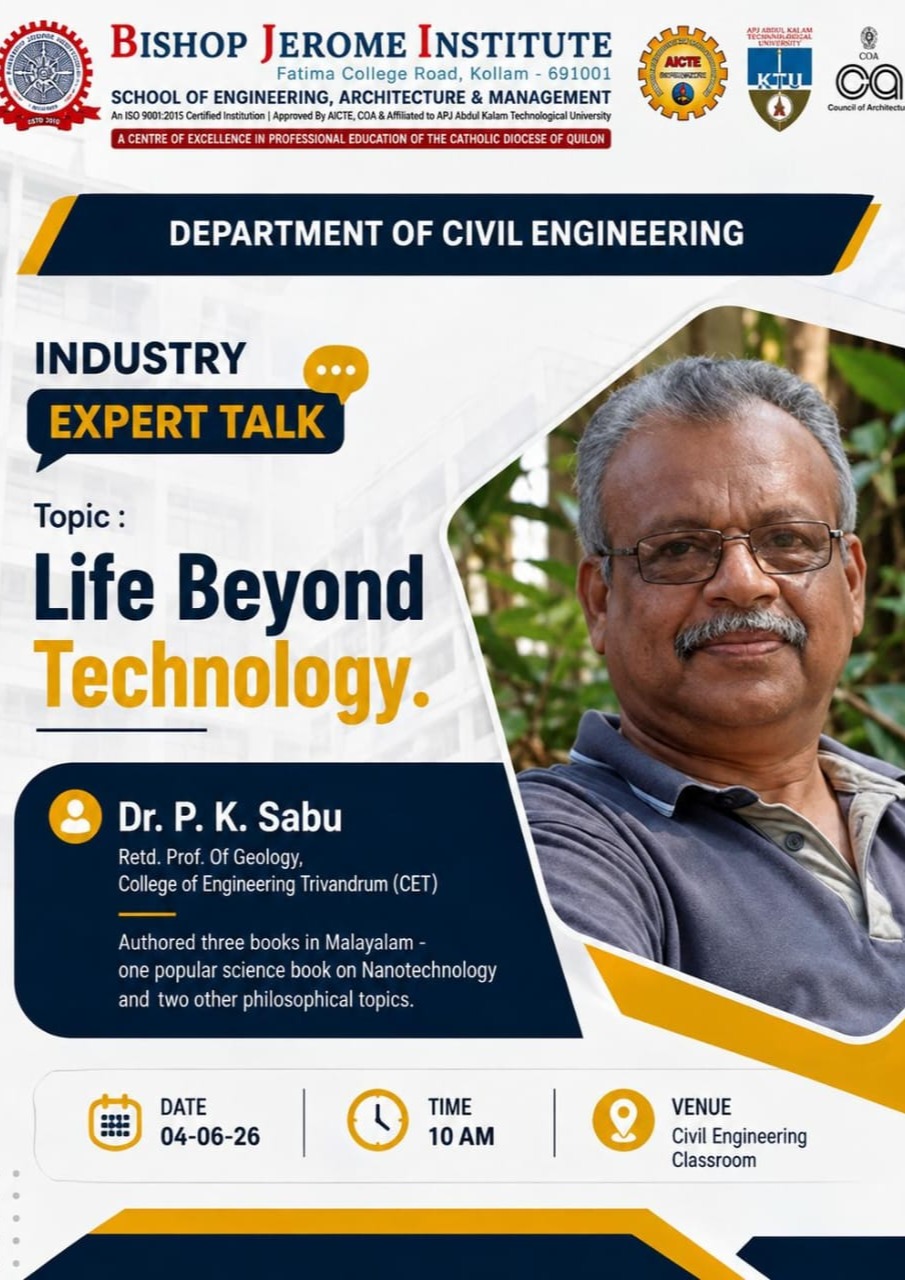 Department of Civil Engineering Hosts Industry Expert Talk on | Life Beyond Technology | with Dr. P. K. Sabu